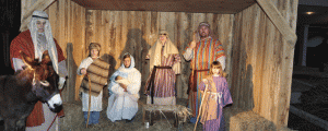 Live Nativity  From front left, shepherd Charles Renfroe, of Burkville, handles Christmas (the donkey) while from back left are shepherds Wyatt Bailey, 11, James Bailey and Mackenzie Bailey, 9, all of Hope Hull, surround Samantha Peel, 13, of Hayneville, who portrayed Mary, and Brayden Paulk, 15, of Hayneville, who portrayed Joseph, in Hayneville Baptist Church's Living Nativity held Sunday, Dec. 15. Not pictured is John Connell, of Letohatchee.