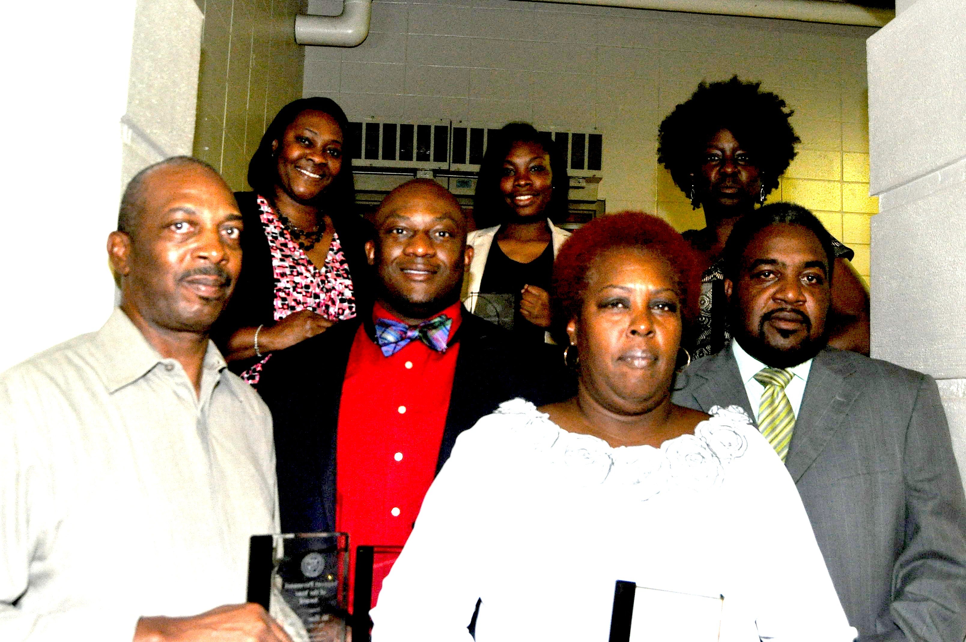 The Lowndes County Board of Education and Lowndes County Education Association recognized yearly award winners at their 10th recognition Gala at Central High Tuesday night. Pictured from left are: Support Personnel of the Year Henry Saffold of Calhoun School; Administrator of the Year Stacy H. Williams of the Central Office; Co-Principal of the Year Keith Scissum of Hayneville Middle School; Student of the Year Myaira Coleman of Central High; Volunteer of the Year Cynthia Moorer of Jackson-Steele Elementary; Teacher of the Year  Sheron Reid of Fort Deposit Elementary; Co-Principal of the Year Archie Curtis of Lowndes County Middle School. Not pictured is Parent or Guardian of the Year  Katanga Mants of Central High.